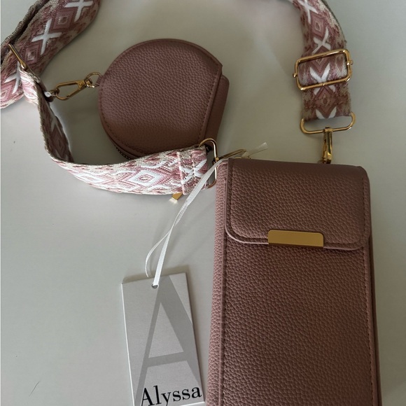 ✨ NWT Alyssa Mauve/Dusty Rose Vegan Leather Phone Crossbody Bag - Picture 8 of 8